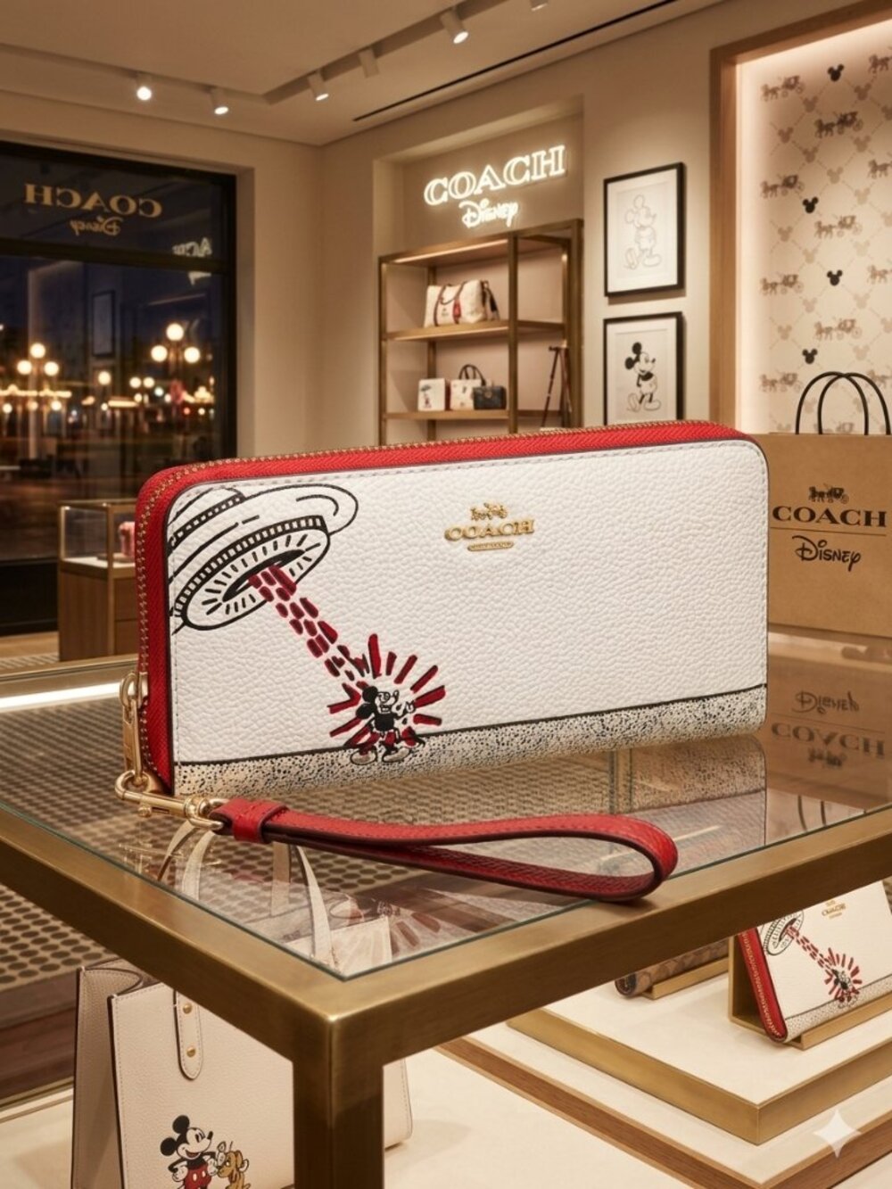 COACH x Disney x Keith Haring Mickey Mouse UFO Long Zip Wallet
